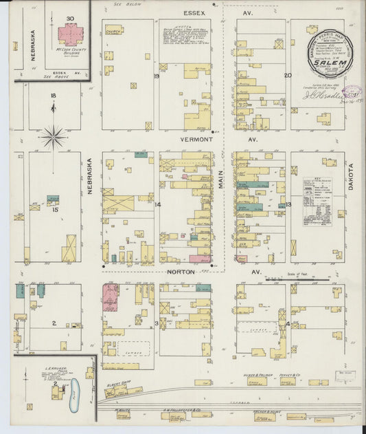 Sanborn Fire Insurance Map from Salem, McCook County, South Dakota (1893), Sheet #0001 - Historic Sanborn Fire Insurance Map Print, vintage old map wall art, antique decor, genealogy gift, South Dakota South Dakota map