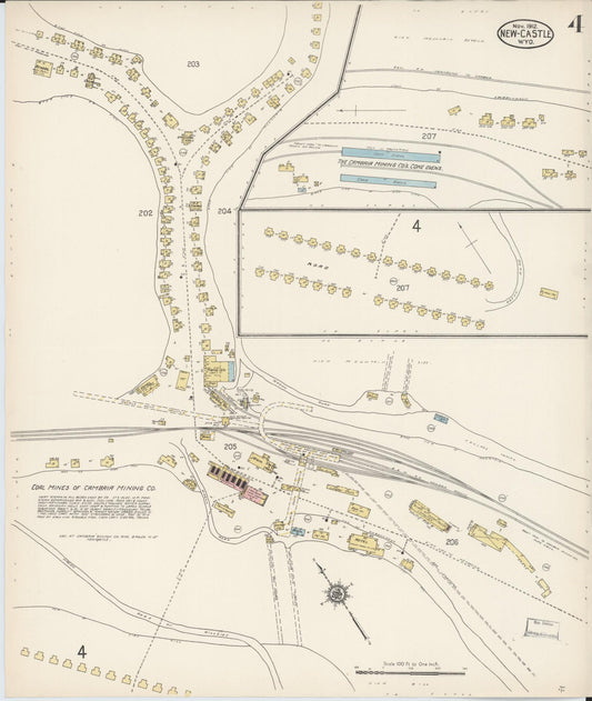 Sanborn Fire Insurance Map from Newcastle, Weston County, Wyoming (1912), Sheet #0004 - Historic Sanborn Fire Insurance Map Print, vintage old map wall art, antique decor, genealogy gift, Wyoming Wyoming map