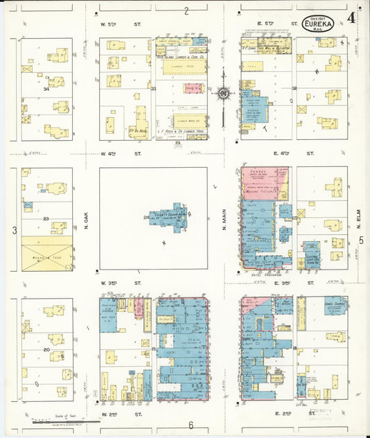 Sanborn Fire Insurance Map from Eureka, Greenwood County, Kansas (1917), Sheet #0004 - Historic Sanborn Fire Insurance Map Print, vintage old map wall art, antique decor, genealogy gift, Kansas Kansas map