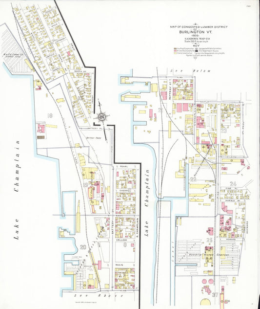 Sanborn Fire Insurance Map from Burlington, Chittenden County, Vermont (1926), Sheet #0001 - Complete Map Set gallery image, historic Sanborn map, vintage wall art, Vermont Vermont