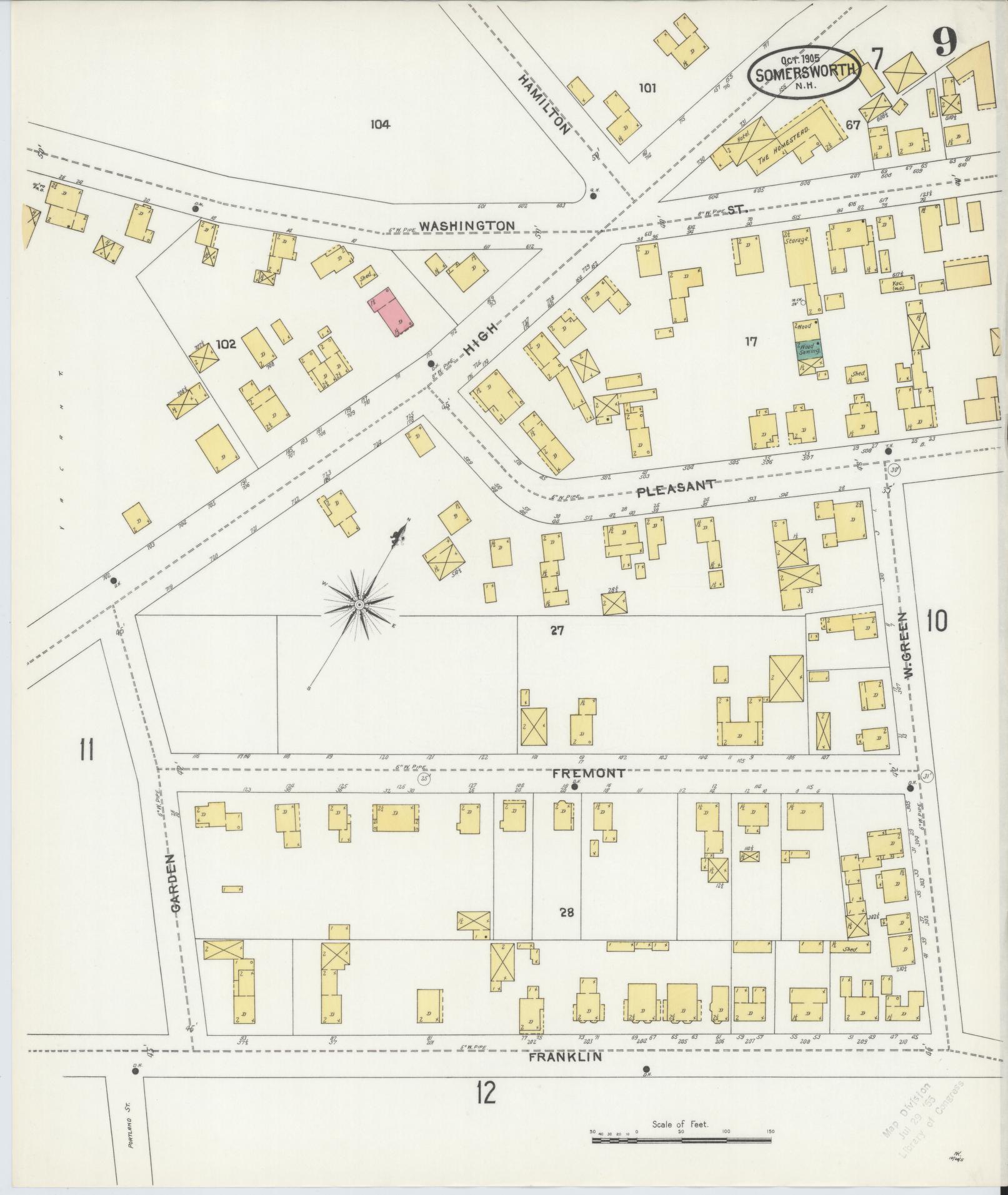 Sanborn Fire Insurance Map from Somersworth, Strafford County, New Hampshire (1905), Sheet #0009 - Complete Map Set gallery image, historic Sanborn map, vintage wall art, Maine Maine