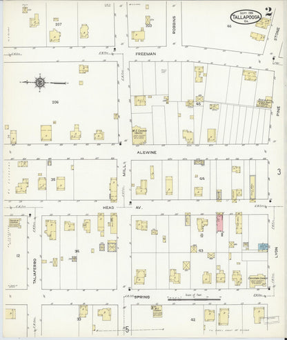 Sanborn Fire Insurance Map from Tallapoosa, Haralson County, Georgia (1914), Sheet #0002 - Complete Map Set gallery image, historic Sanborn map, vintage wall art, Georgia Georgia