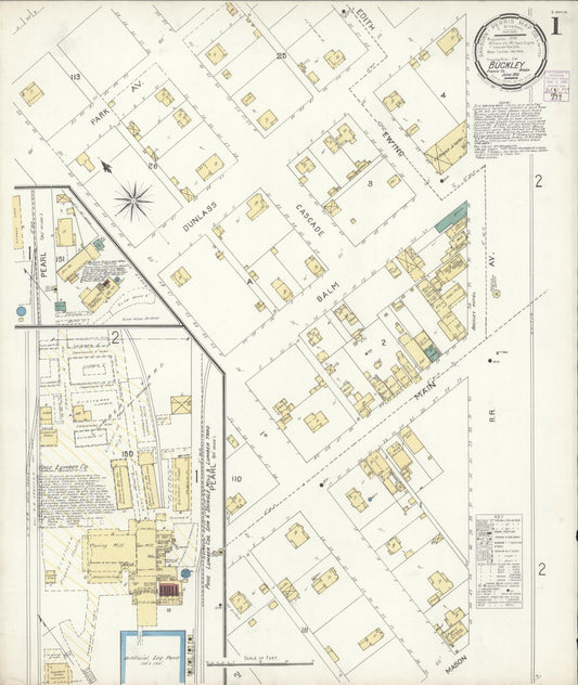 Sanborn Fire Insurance Map from Buckley, Pierce County, Washington (1901), Sheet #0001 - Complete Map Set gallery image, historic Sanborn map, vintage wall art, Washington Washington