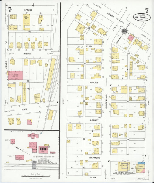 Sanborn Fire Insurance Map from Caldwell, Noble County, Ohio (1923), Sheet #0007 - Historic Sanborn Fire Insurance Map Print, vintage old map wall art, antique decor, genealogy gift, Ohio Ohio map