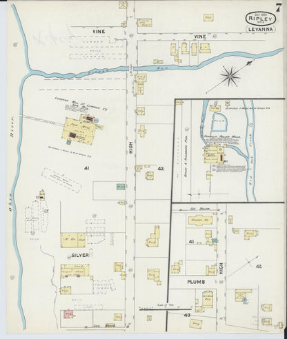 Sanborn Fire Insurance Map from Ripley, Brown County, Ohio (1890), Sheet #0007 - Historic Sanborn Fire Insurance Map Print, vintage old map wall art, antique decor, genealogy gift, Ohio Ohio map