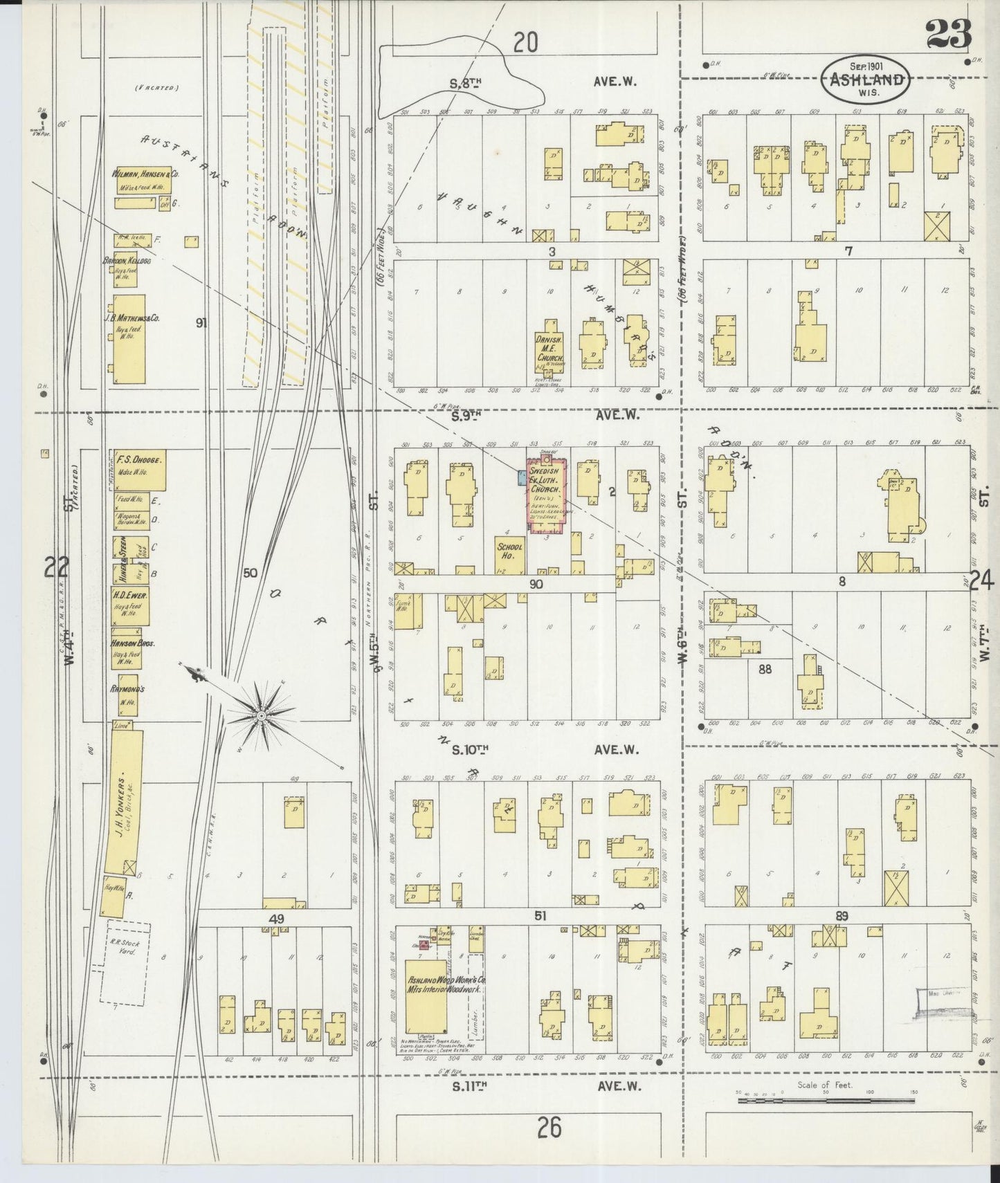 Sanborn Fire Insurance Map from Ashland, Ashland County, Wisconsin (1901), Sheet #0023 - Complete Map Set gallery image, historic Sanborn map, vintage wall art, Wisconsin Wisconsin