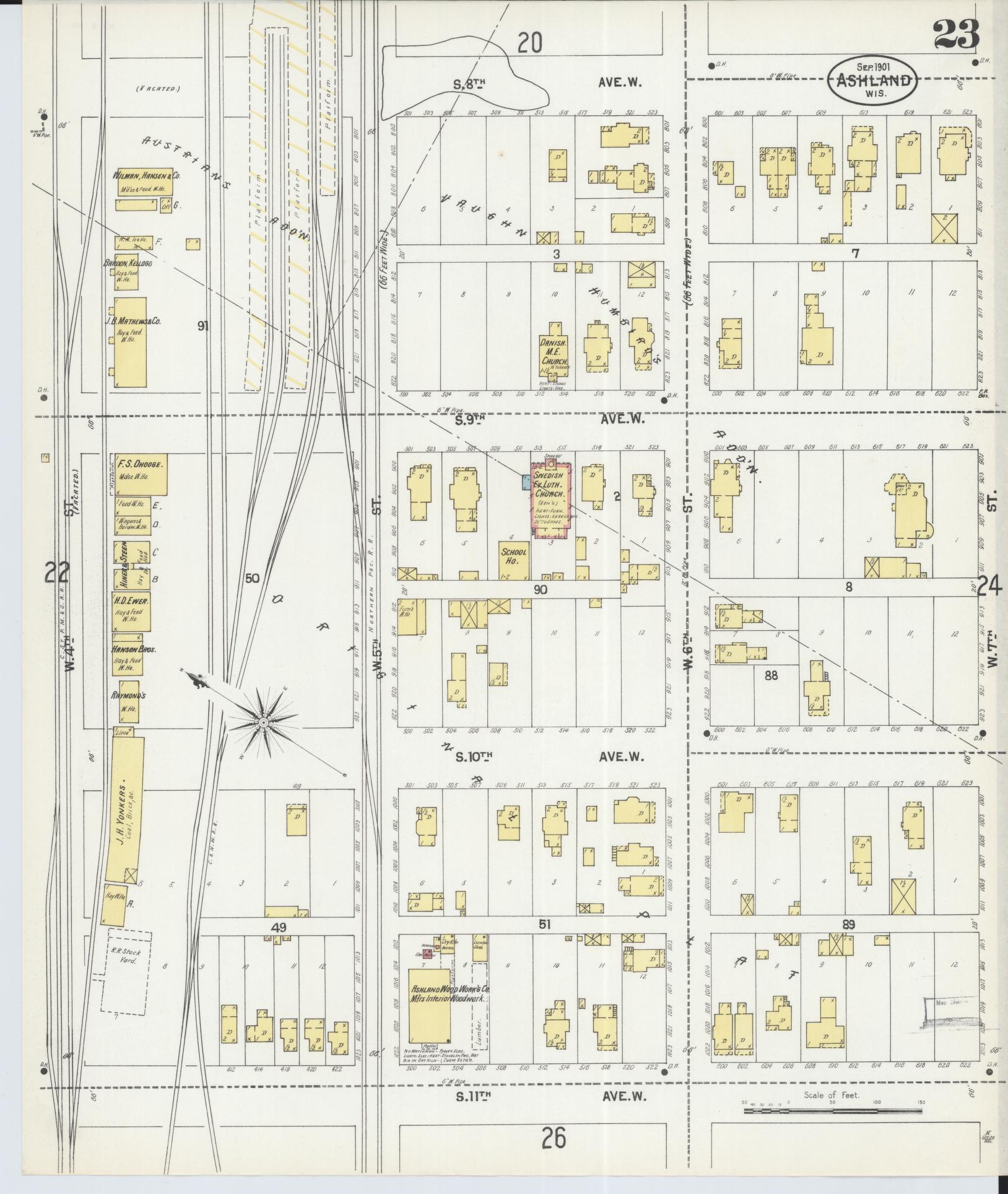 Sanborn Fire Insurance Map from Ashland, Ashland County, Wisconsin (1901), Sheet #0023 - Complete Map Set gallery image, historic Sanborn map, vintage wall art, Wisconsin Wisconsin