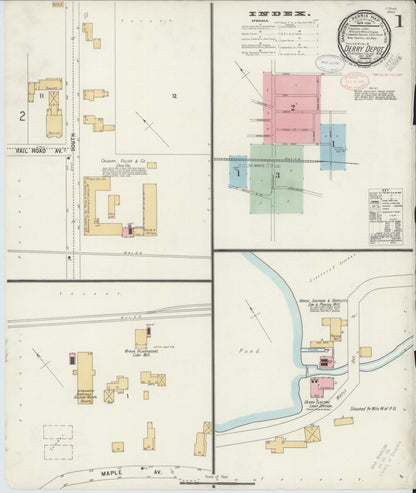 Sanborn Fire Insurance Map from Derry Depot, Rockingham County, New Hampshire (1897), Sheet #0001 - Complete Map Set gallery image, historic Sanborn map, vintage wall art, New Hampshire New Hampshire