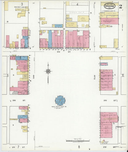Sanborn Fire Insurance Map from Graham, Young County, Texas (1920), Sheet #0002 - Historic Sanborn Fire Insurance Map Print, vintage old map wall art, antique decor, genealogy gift, Texas Texas map