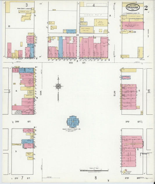 Sanborn Fire Insurance Map from Graham, Young County, Texas (1920), Sheet #0002 - Historic Sanborn Fire Insurance Map Print, vintage old map wall art, antique decor, genealogy gift, Texas Texas map