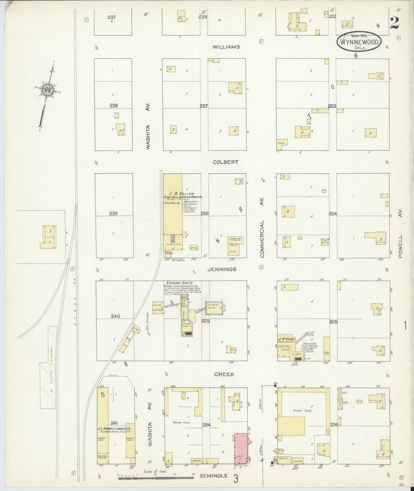 Sanborn Fire Insurance Map from Wynnewood, Garvin County, Oklahoma (1914), Sheet #0002 - Complete Map Set gallery image, historic Sanborn map, vintage wall art, Oklahoma Oklahoma