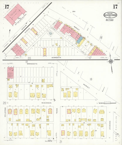 Sanborn Fire Insurance Map from Goose Creek, Harris County, Texas (1931), Sheet #0017 - Complete Map Set gallery image, historic Sanborn map, vintage wall art, Texas Texas