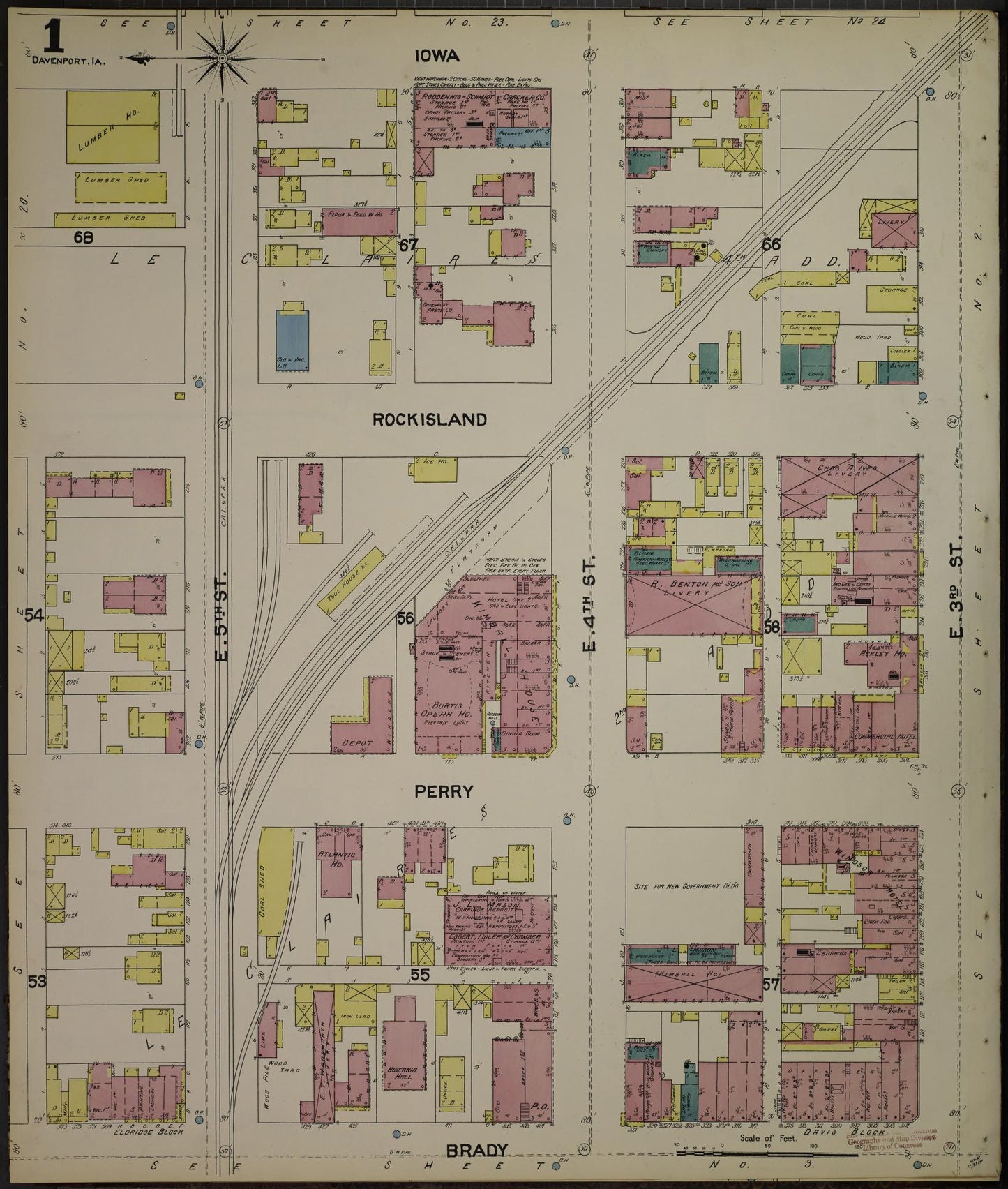 Sanborn Fire Insurance Map from Davenport, Scott County, Iowa. (1892) – Map View