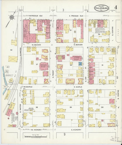 Sanborn Fire Insurance Map from Philipsburg, Centre County, Pennsylvania (1917), Sheet #0004 - Historic Sanborn Fire Insurance Map Print, vintage old map wall art, antique decor, genealogy gift, Pennsylvania Pennsylvania map
