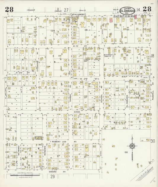 Sanborn Fire Insurance Map from El Dorado, Union County, Arkansas (1924), Sheet #0028 - Historic Sanborn Fire Insurance Map Print, vintage old map wall art, antique decor, genealogy gift, Arkansas Arkansas map