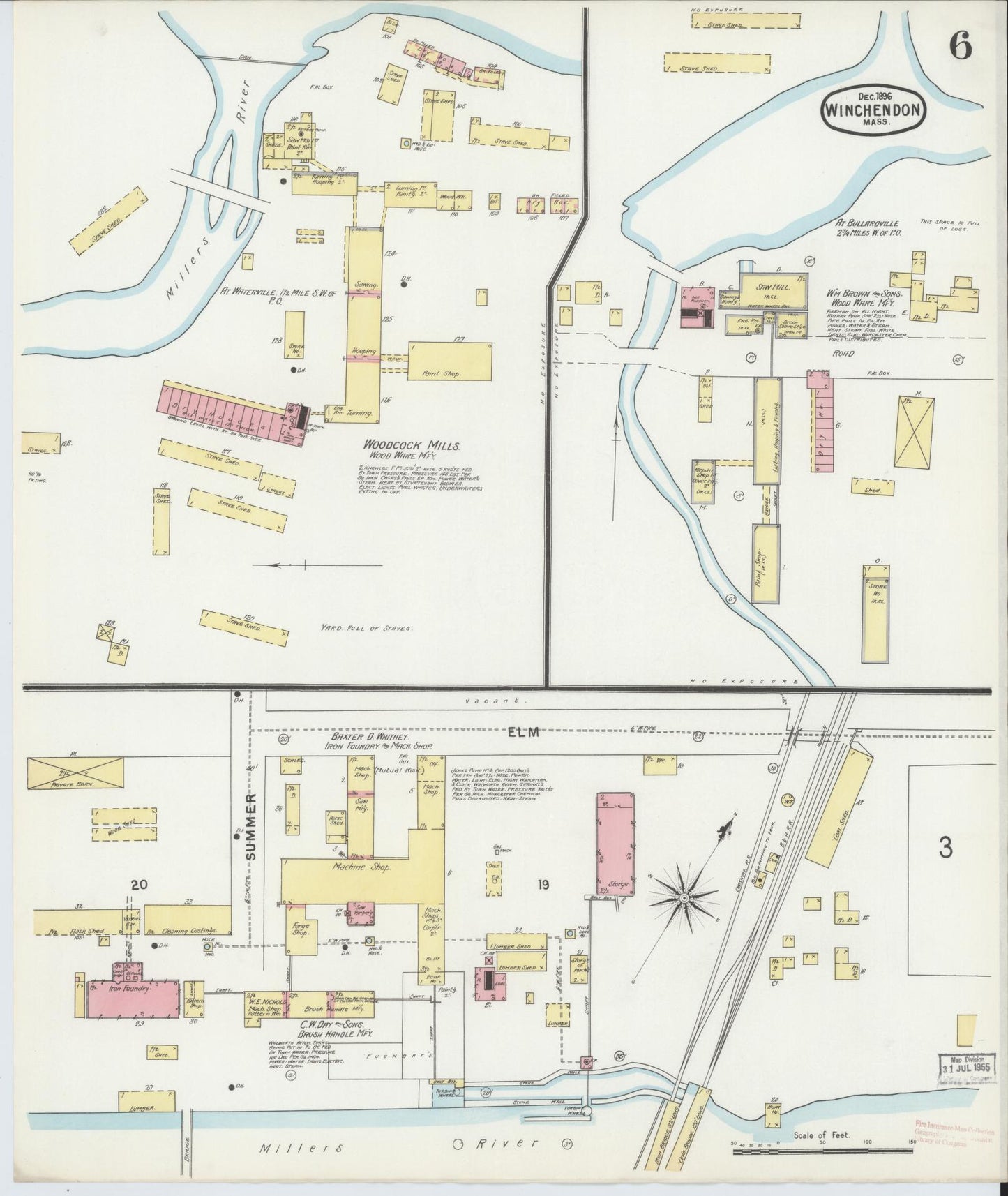 Sanborn Fire Insurance Map from Winchendon, Worcester County, Massachusetts (1896), Sheet #0006 - Complete Map Set gallery image, historic Sanborn map, vintage wall art, Massachusetts Massachusetts