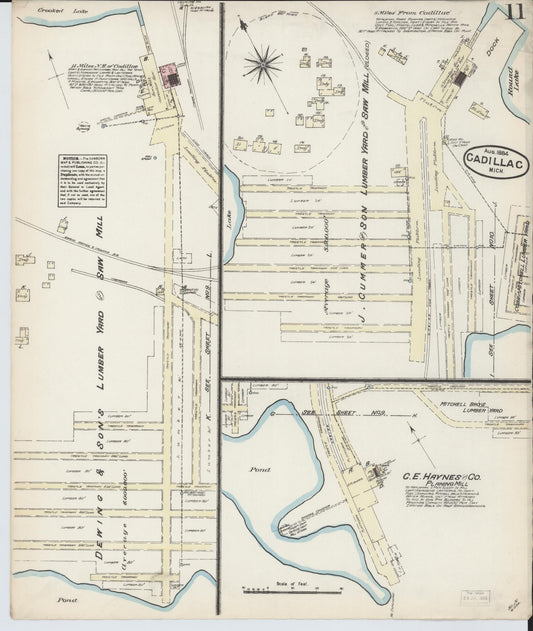 Sanborn Fire Insurance Map from Cadillac, Wexford County, Michigan (1884), Sheet #0011 - Historic Sanborn Fire Insurance Map Print, vintage old map wall art, antique decor, genealogy gift, Michigan Michigan map