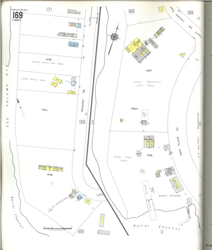 Sanborn Fire Insurance Map from Honolulu, Oahu County, Hawaii (1955), Sheet #0169 - Historic Sanborn Fire Insurance Map Print