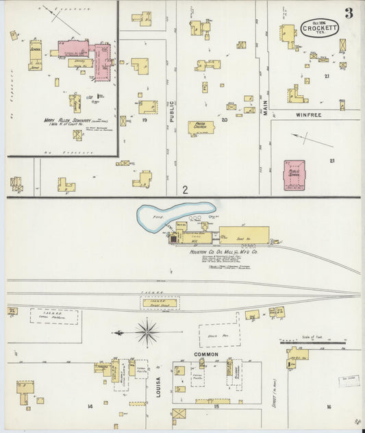 Sanborn Fire Insurance Map from Crockett, Houston County, Texas (1896), Sheet #0003 - Historic Sanborn Fire Insurance Map Print, vintage old map wall art, antique decor, genealogy gift, Texas Texas map