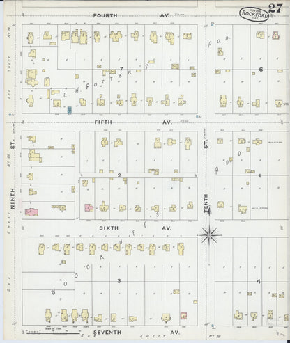Sanborn Fire Insurance Map from Rockford, Winnebago County, Illinois (1891), Sheet #0027 - Complete Map Set gallery image, historic Sanborn map, vintage wall art, Illinois Illinois