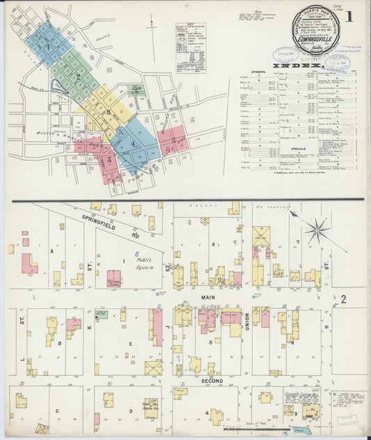 Sanborn Fire Insurance Map from Edwardsville, Madison County, Illinois (1897), Sheet #0001 - Complete Map Set gallery image, historic Sanborn map, vintage wall art, Illinois Illinois