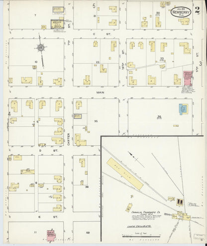 Sanborn Fire Insurance Map from Newberry, Alachua County, Florida (1913), Sheet #0002 - Historic Sanborn Fire Insurance Map Print, vintage old map wall art, antique decor, genealogy gift, Florida Florida map