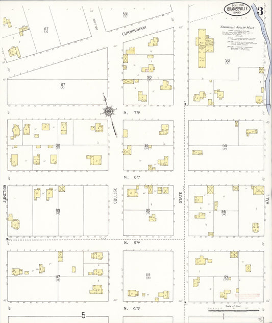 Sanborn Fire Insurance Map from Grangeville, Idaho County, Idaho (1910), Sheet #0003 - Historic Sanborn Fire Insurance Map Print, vintage old map wall art, antique decor, genealogy gift, Grangeville Idaho map