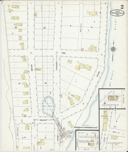 Sanborn Fire Insurance Map from Taylors Falls, Chisago County, Minnesota (1914), Sheet #0002 - Complete Map Set gallery image, historic Sanborn map, vintage wall art, Minnesota Minnesota