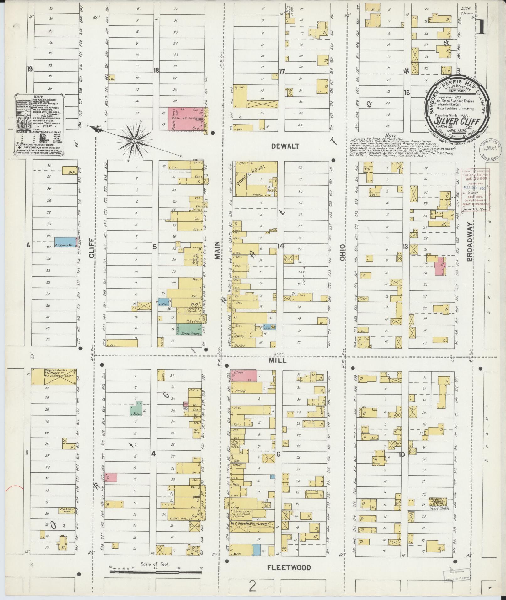 Sanborn Fire Insurance Map from Silver Cliff, Custer County, Colorado. (1900) – Historic Sanborn Fire Insurance Map Print