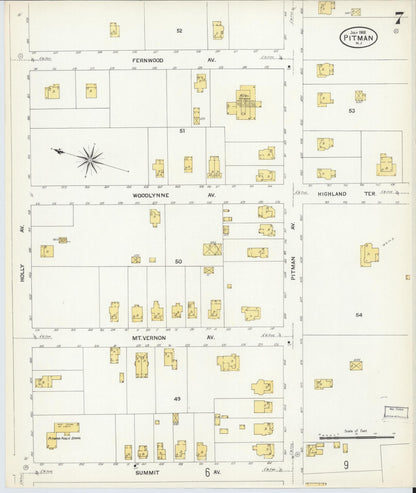 Sanborn Fire Insurance Map from Pitman, Gloucester County, New Jersey (1908), Sheet #0007 - Complete Map Set gallery image, historic Sanborn map, vintage wall art, New Jersey New Jersey