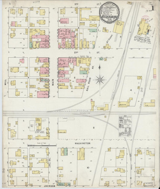 Sanborn Fire Insurance Map from Veedersburg, Fountain County, Indiana (1895), Sheet #0001 - Complete Map Set gallery image, historic Sanborn map, vintage wall art, Indiana Indiana