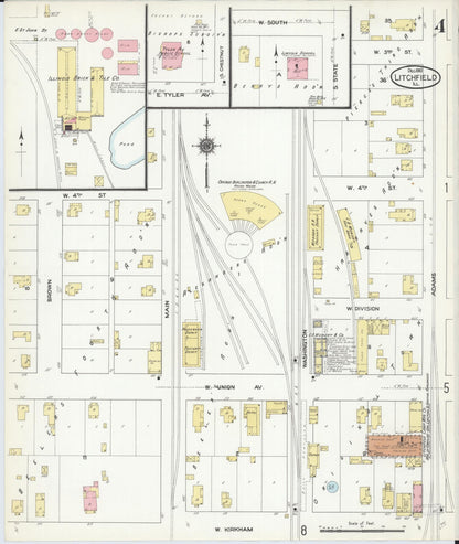 Sanborn Fire Insurance Map from Litchfield, Montgomery County, Illinois (1910), Sheet #0004 - Complete Map Set gallery image, historic Sanborn map, vintage wall art, Illinois Illinois