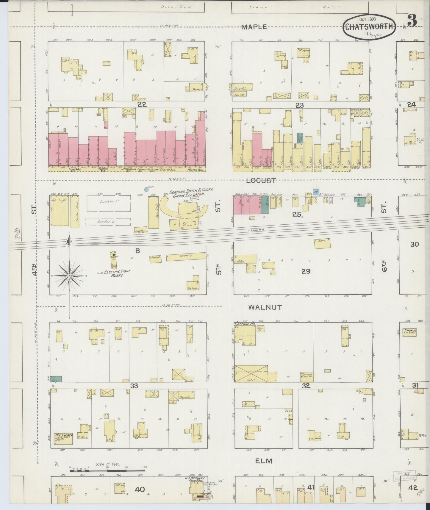 Sanborn Fire Insurance Map from Chatsworth, Livingston County, Illinois (1893), Sheet #0003 - Complete Map Set gallery image, historic Sanborn map, vintage wall art, Illinois Illinois