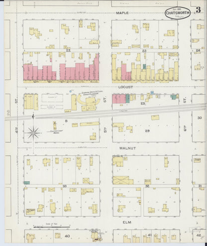 Sanborn Fire Insurance Map from Chatsworth, Livingston County, Illinois (1893), Sheet #0003 - Complete Map Set gallery image, historic Sanborn map, vintage wall art, Illinois Illinois