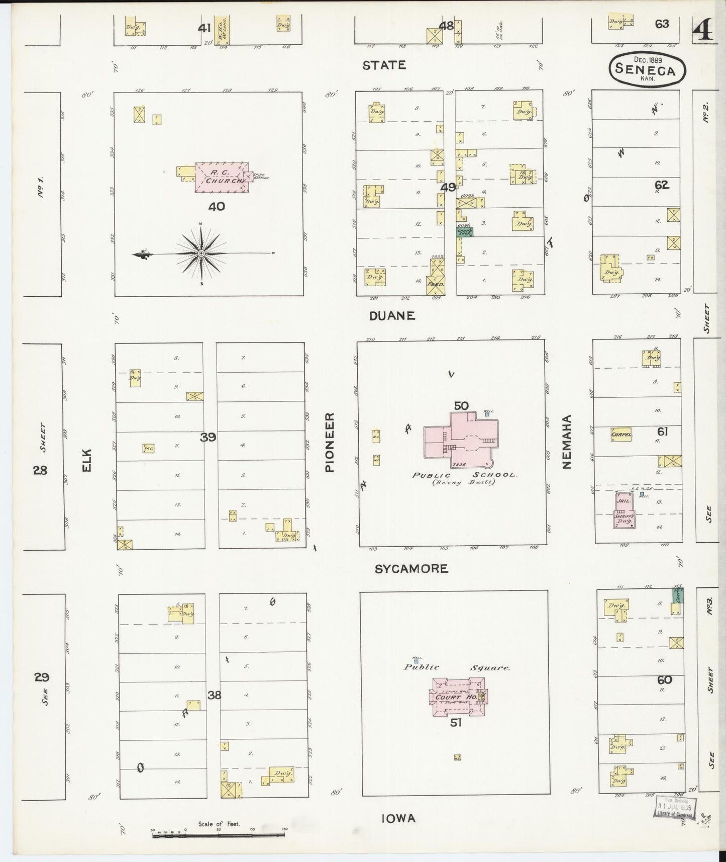 Sanborn Fire Insurance Map from Seneca, Nemaha County, Kansas (1889), Sheet #0004 - Complete Map Set gallery image, historic Sanborn map, vintage wall art, Kansas Kansas