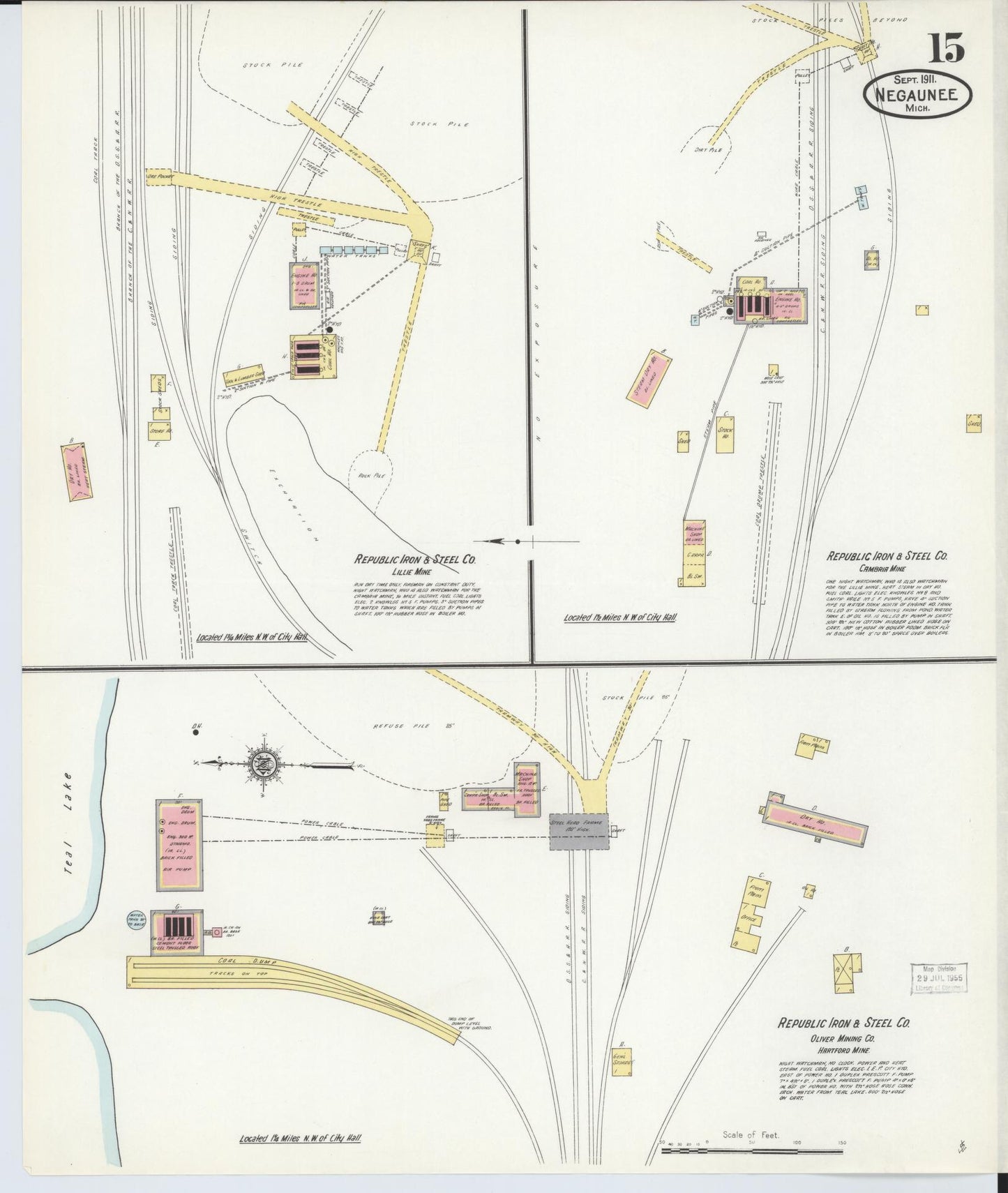 Sanborn Fire Insurance Map from Negaunee, Marquette County, Michigan (1911), Sheet #0015 - Complete Map Set gallery image, historic Sanborn map, vintage wall art, Michigan Michigan