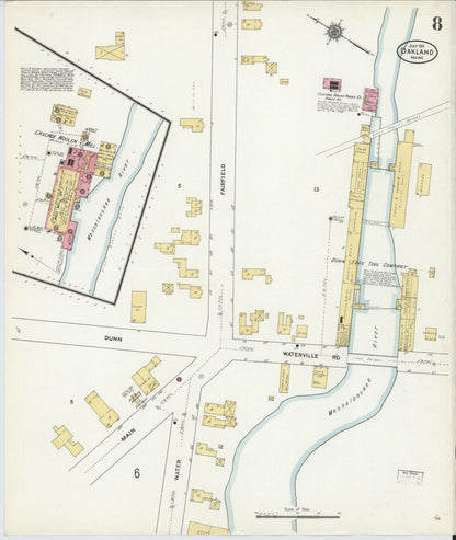 Sanborn Fire Insurance Map from Oakland, Kennebec County, Maine (1911), Sheet #0008 - Complete Map Set gallery image, historic Sanborn map, vintage wall art, Maine Maine
