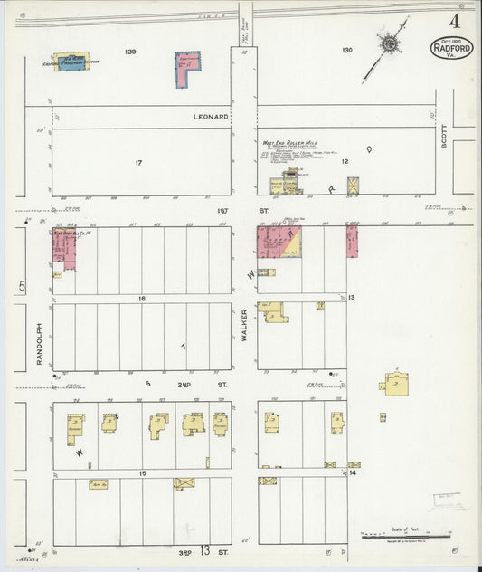 Sanborn Fire Insurance Map from Radford, Independent Cities, Virginia (1920), Sheet #0004 - Historic Sanborn Fire Insurance Map Print, vintage old map wall art, antique decor, genealogy gift, Virginia Virginia map