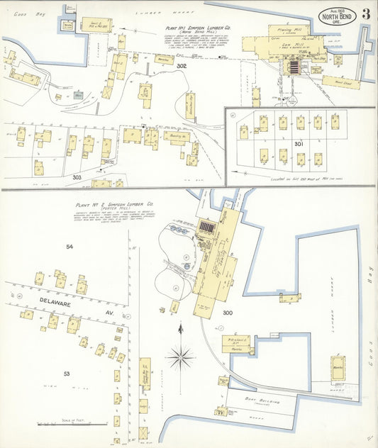 Sanborn Fire Insurance Map from North Bend, Coos County, Oregon (1903), Sheet #0003 - Historic Sanborn Fire Insurance Map Print, vintage old map wall art, antique decor, genealogy gift, Oregon Oregon map