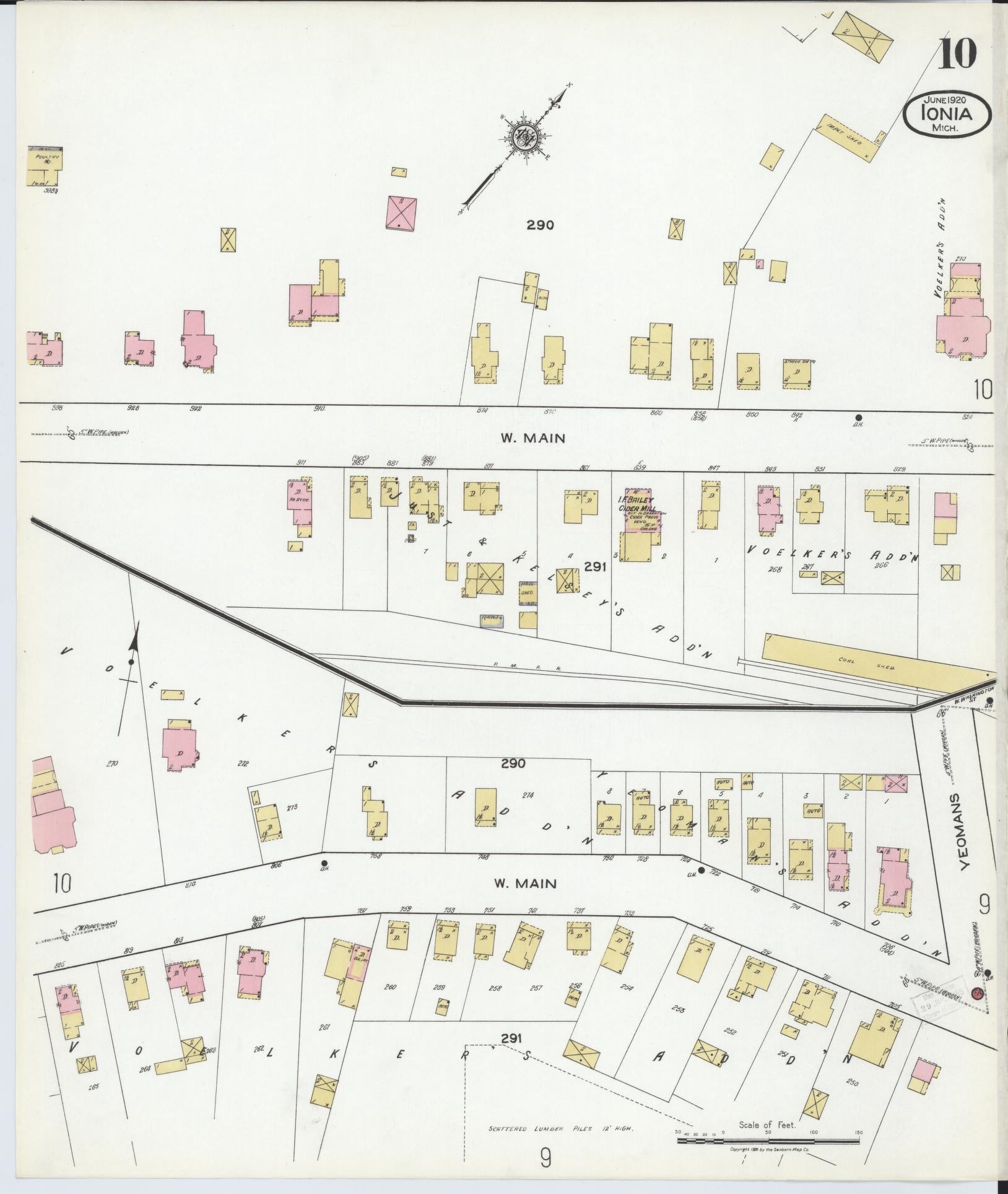 Sanborn Fire Insurance Map from Ionia, Ionia County, Michigan (1920), Sheet #0010 - Historic Sanborn Fire Insurance Map Print, vintage old map wall art, antique decor, genealogy gift, Michigan Michigan map