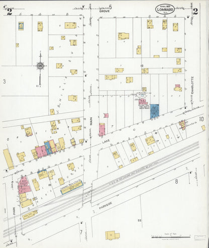 Sanborn Fire Insurance Map from Lombard, Du Page County, Illinois (1925), Sheet #0002 - Historic Sanborn Fire Insurance Map Print, vintage old map wall art, antique decor, genealogy gift, Illinois Illinois map