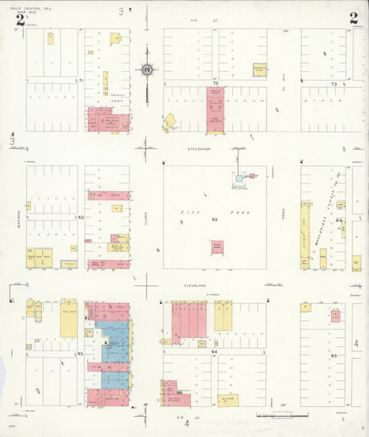 Sanborn Fire Insurance Map from Hale Center, Hale County, Texas (1933), Sheet #0002 - Historic Sanborn Fire Insurance Map Print, vintage old map wall art, antique decor, genealogy gift, Texas Texas map