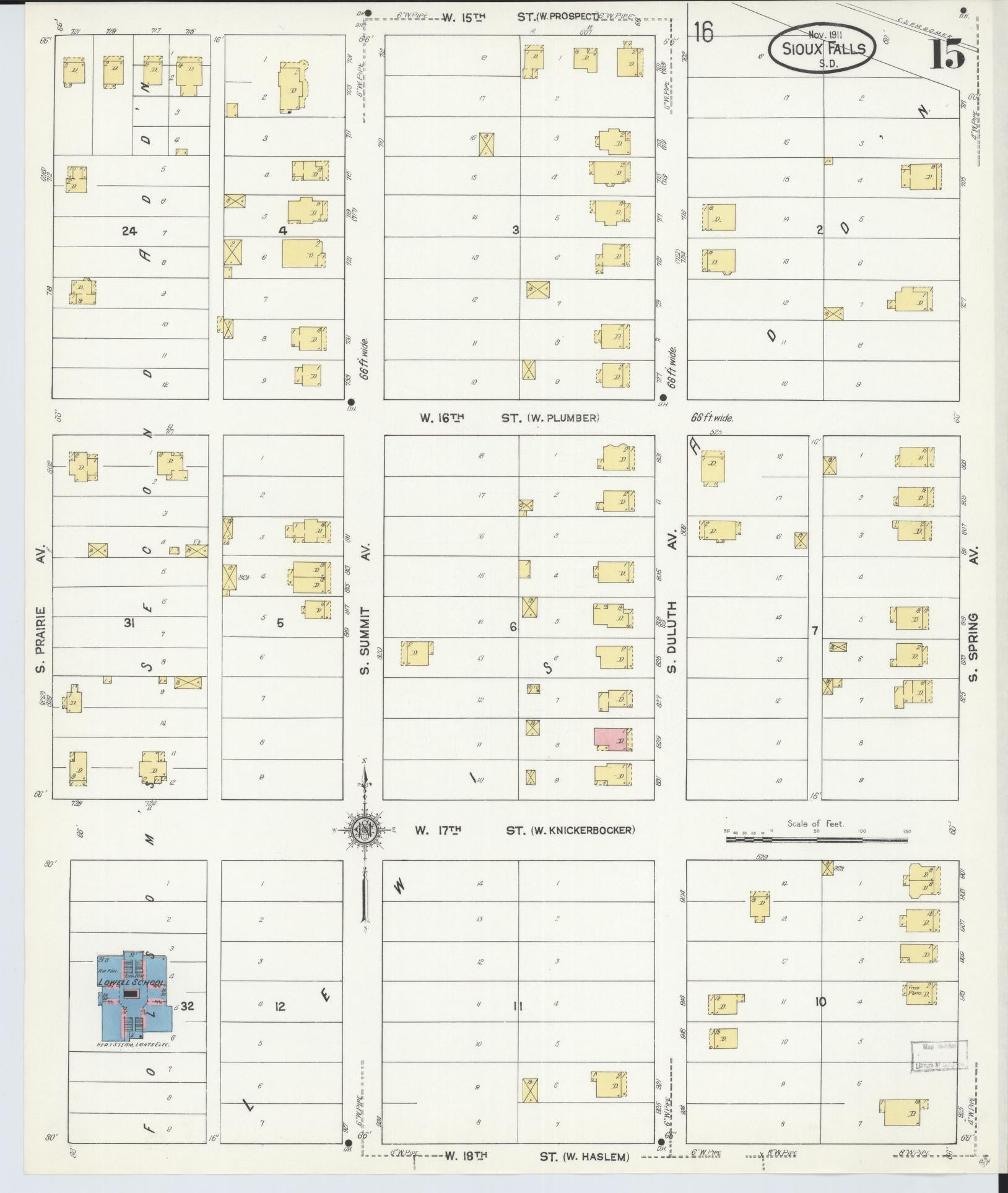 Sanborn Fire Insurance Map from Sioux Falls, Minnehaha County, South Dakota (1911), Sheet #0015 - Complete Map Set gallery image, historic Sanborn map, vintage wall art, South Dakota South Dakota