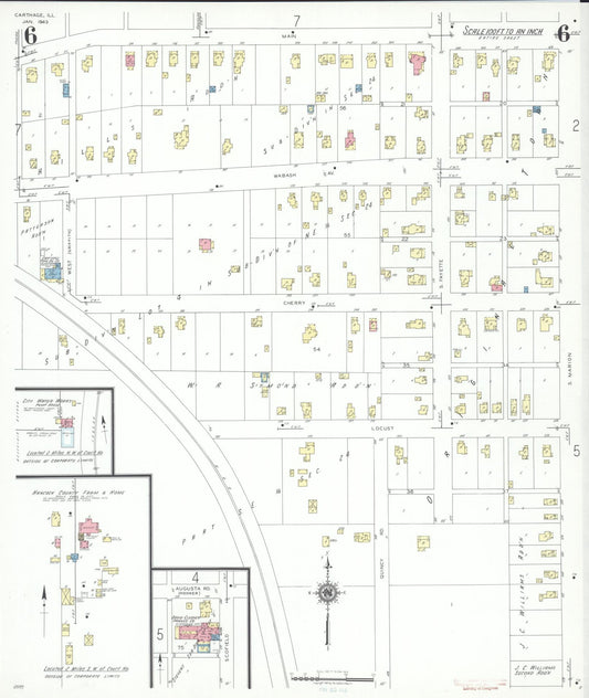 Sanborn Fire Insurance Map from Carthage, Hancock County, Illinois (1943), Sheet #0006 - Historic Sanborn Fire Insurance Map Print, vintage old map wall art, antique decor, genealogy gift, Illinois Illinois map