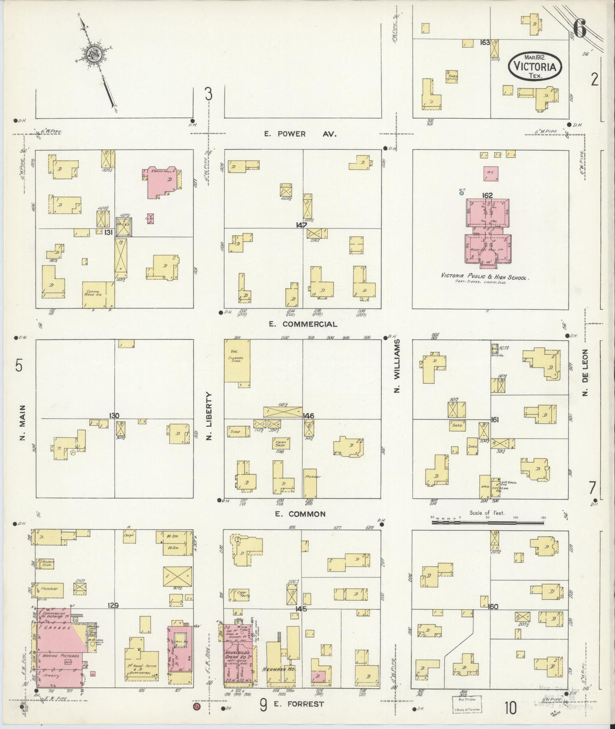 Sanborn Fire Insurance Map from Victoria, Victoria County, Texas (1912), Sheet #0006 - Complete Map Set gallery image, historic Sanborn map, vintage wall art, Texas Texas