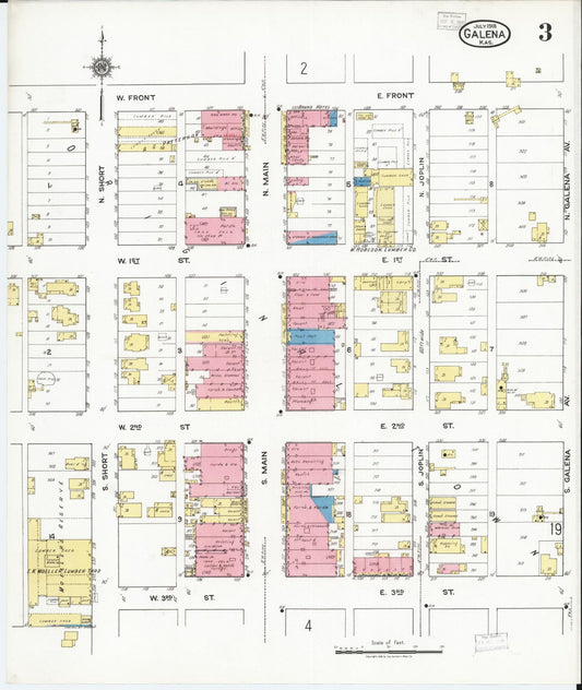 Sanborn Fire Insurance Map from Galena, Cherokee County, Kansas (1918), Sheet #0003 - Historic Sanborn Fire Insurance Map Print, vintage old map wall art, antique decor, genealogy gift, Kansas Kansas map