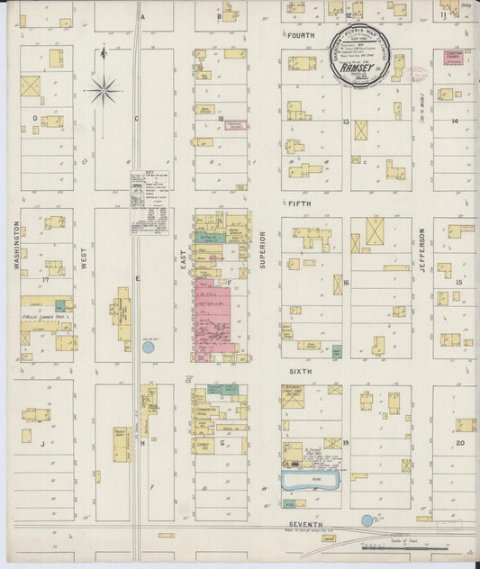 Sanborn Fire Insurance Map from Ramsey, Fayette County, Illinois (1895), Sheet #0001 - Historic Sanborn Fire Insurance Map Print, vintage old map wall art, antique decor, genealogy gift, Illinois Illinois map
