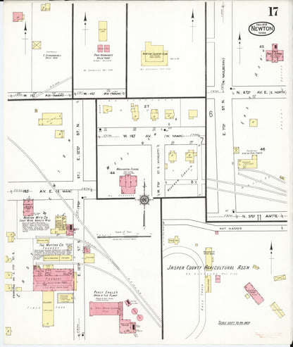 Sanborn Fire Insurance Map from Newton, Jasper County, Iowa (1918), Sheet #0017 - Historic Sanborn Fire Insurance Map Print, vintage old map wall art