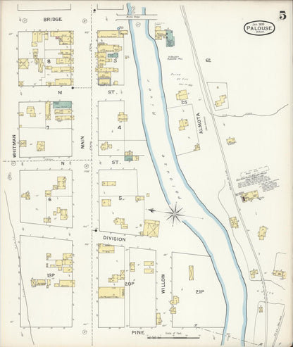 Sanborn Fire Insurance Map from Palouse City, Whitman County, Washington (1893), Sheet #0005 - Complete Map Set gallery image, historic Sanborn map, vintage wall art, Washington Washington