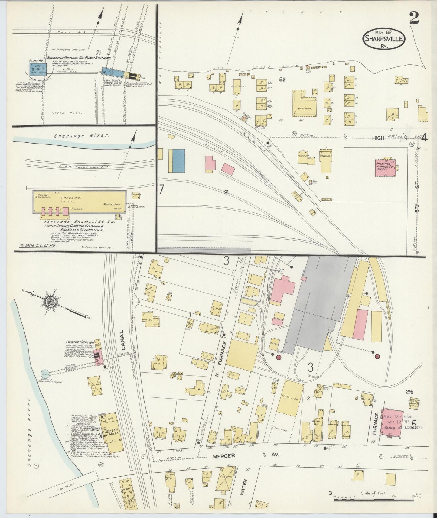 Sanborn Fire Insurance Map from Sharpsville, Mercer County, Pennsylvania (1912), Sheet #0002 - Complete Map Set gallery image, historic Sanborn map, vintage wall art, Pennsylvania Pennsylvania